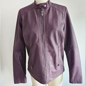 Women's Purple Faux Leather Jacket